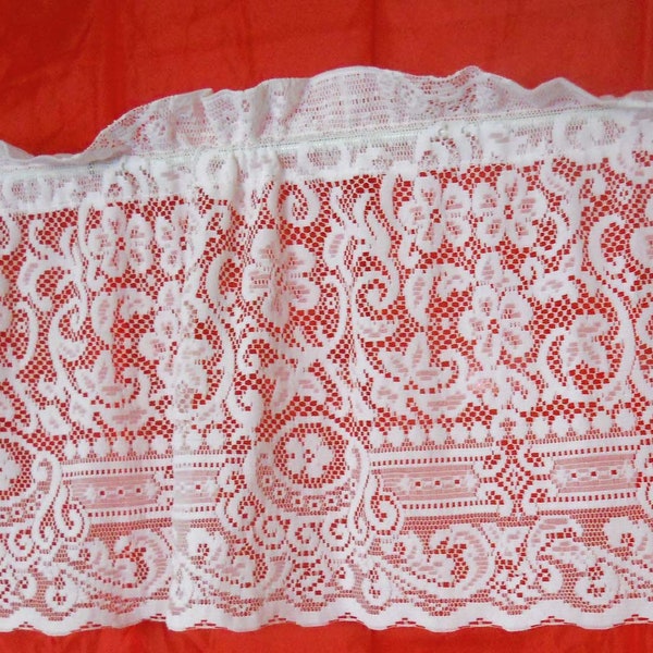 Vintage Single Curtain Panel Valance, 100% Polyester Floral Lace Window Decor, JC Penny Made in U.S.A. Curtain, Free Shipping