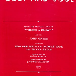 KROPP OCH SJÄL från musikalkomedin "Three's a Crowd" Digital pdf-musik av John Green Engelska ord Fransk text Spansk version 1947