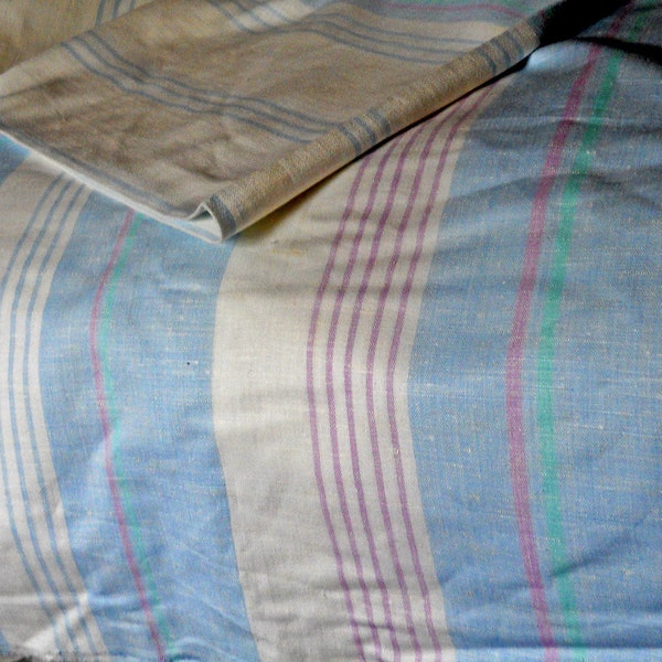 Linen  Striped Bedsheets Fabric Twin Flat Sheet 60"x80" Bedding Linen Fabric Made in Ukraine