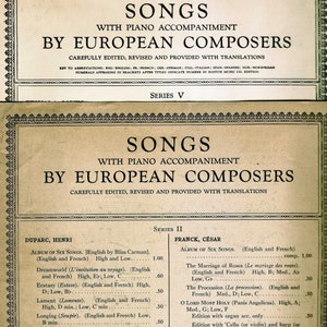 CANZONI Con accompagnamento al pianoforte di compositori europei Serie II Gabriel Faure Le culle Les Berceaux Serie V Sergei Rachmaninov Lillà PDF