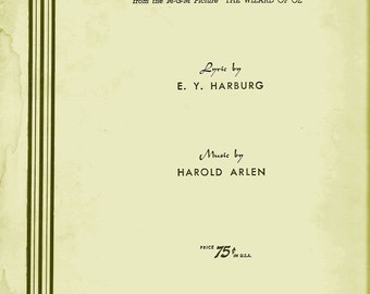 OVER The RAINBOW 1939 song from the M-G-M Picture The Wizard of Oz Made in U.S.A. Digital PDF Printable Music Sheet Vintage Music Lyric