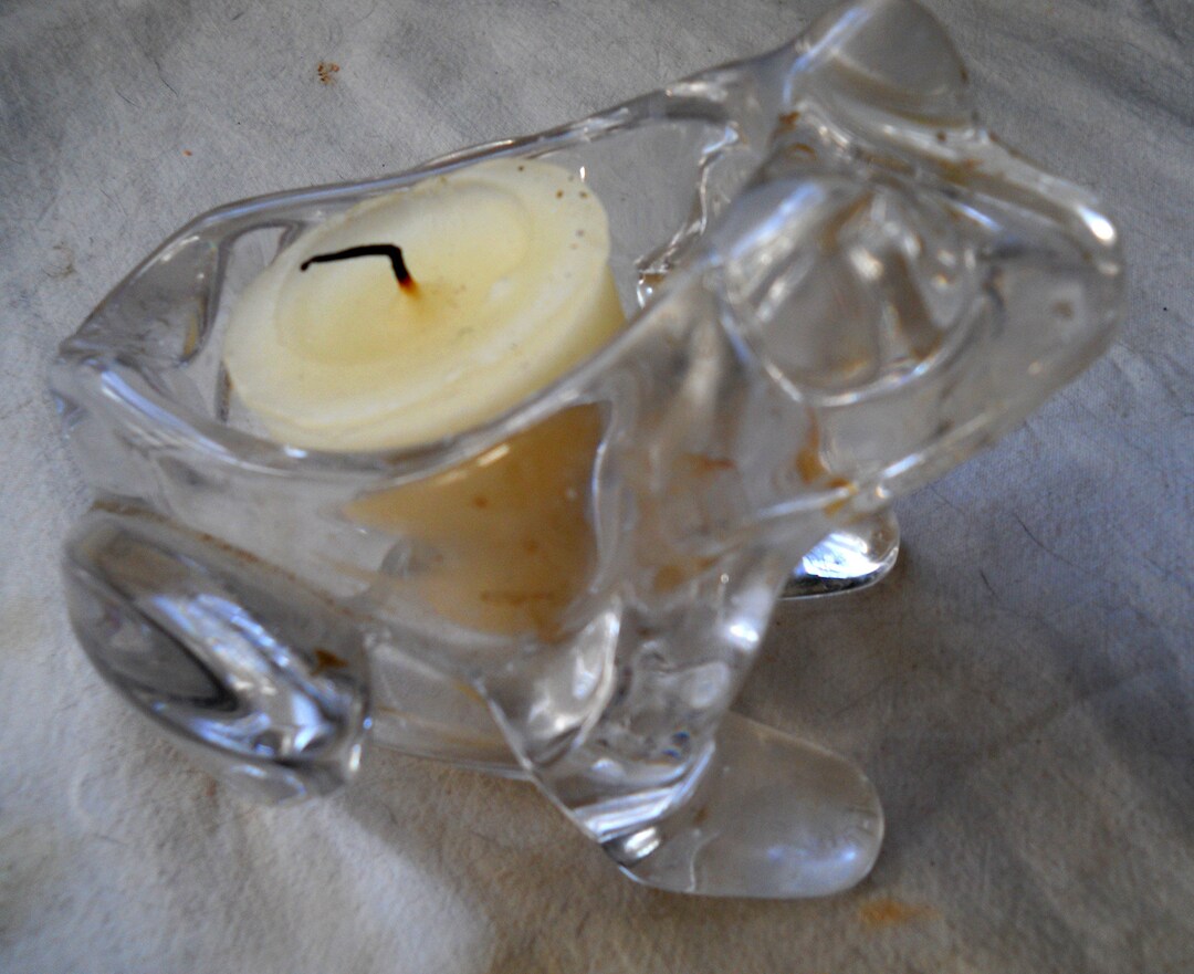 Vintage Glass Frog Candle Holder Frog Votive Candle Holder Etsy