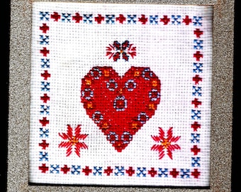 DULCE CORAZÓN Día de San Valentín Cumpleaños Boda Diseño artesanal Decoración de mesa de pared Diseño de punto de cruz Colores brillantes