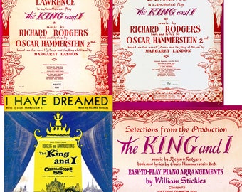 The King and I Vintage Musical 1951 Sheet Music, Rodgers Hammerstein, Margaret Landon, Gertrude Lawrence, Yul Brinner Deborah Kerr Vocal 2nd