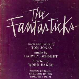 The Fantastics Vocal Selection Digital Print Words by Tom Jones Music by Harvey Schmidt Vintage 1960 Vocal Music Sheet Book Made in U.S.A.