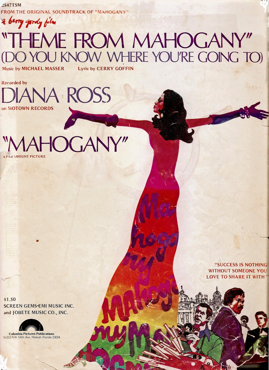 Theme From Mahogany (do You Know Where You're Going To?) PDF by Diana Ross  From the Original Soundtrack of Berry Gordy Film MAHOGANY - Etsy
