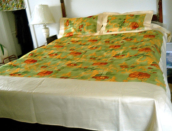 枕 2 個付きベッドカバー、光沢のある花柄寝具カバーセット、長方形の