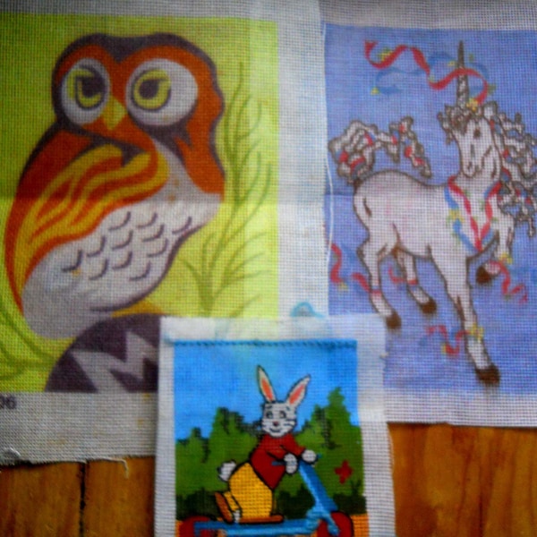 Vintage plastic canvas patterns counted cross stitch kits needlepoint hand sewing kits cross stitch canvas owl rabbit flying horse