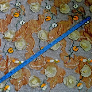 Multicolor Women's 3D Floral Embroidery Applique Fabric with Pearls and Sequence Dress Fabric Party Coctail Tuille Mesh Fabric