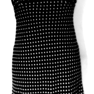 Black White V neck Vintage Polka Dot Midi Sleeveless Dress Handmade Summer Dress