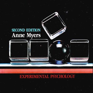 Könnte beinhalten: Ein Buchcover mit dem Titel "EXPERIMENTAL PSYCHOLOGY" in roter Schrift. Das Buch ist von Anne Myers und ist die zweite Auflage. Das Cover zeigt eine schwarze Kugel und vier klare Glaswürfel.