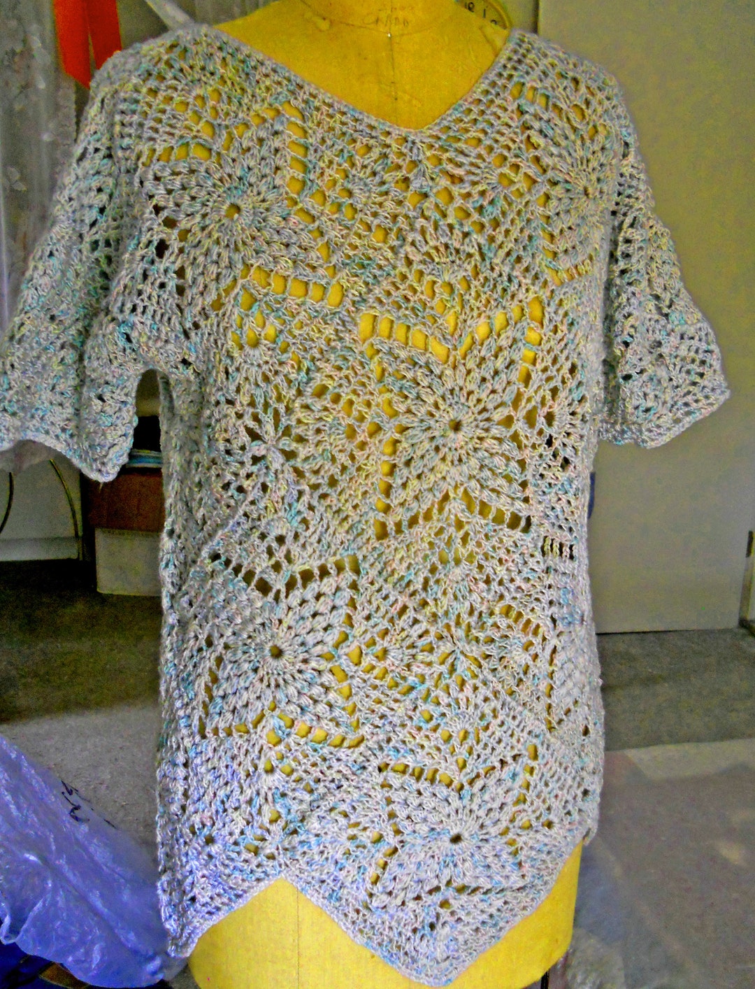 Backless High Split Crochet Tunic main image 0