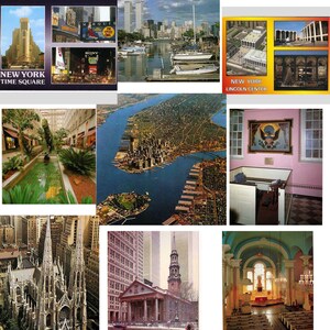 Postkaarten van New York City, 9 Vintage New York Postkaarten Cadeau, Ongebruikt, Twin Towers, Time Square, New York Lincoln Center, Trinity Church