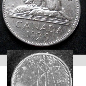 Canadese koningin Elizabeth 1983 10 cent vintage 1979 5 cent