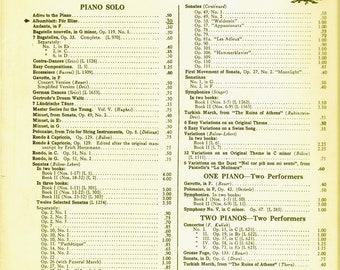 Ludwig Van Beethoven Compositions for the Piano, Piano Solo Albumblatt "Fur Elise", 1937 G. Schirmer, Inc., Printed in U.S.A.