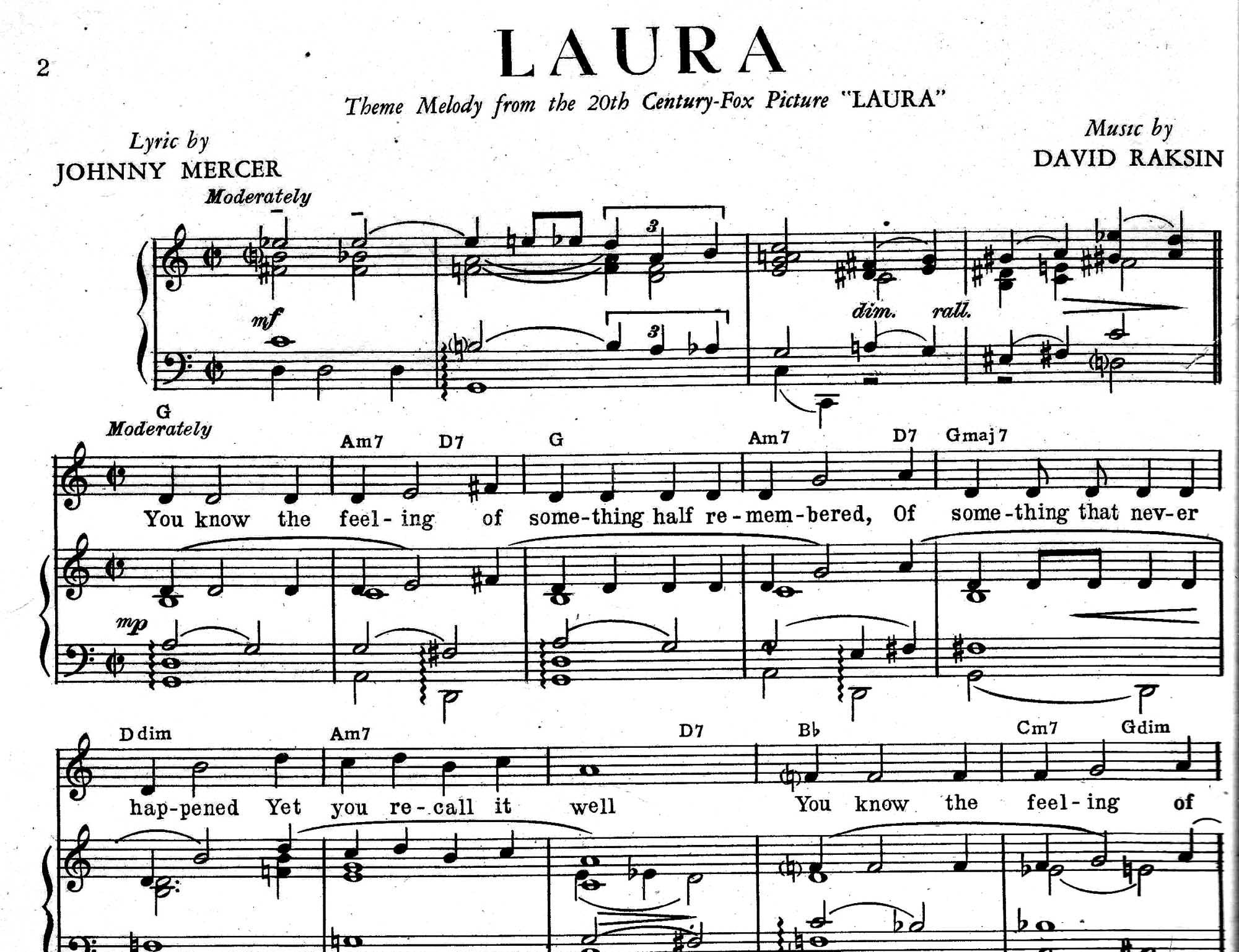 LAURA Theme Melody by Tommy Dorsey and His Orchestra 1945 Sheet