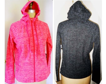 Women's Gift athletic sport fleece jackets with hood fuchsia heater gray soft finish sport hoodie jackets full zip athletic jacket