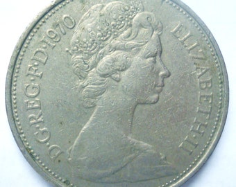 1969年エリザベス2世記念5ペンス硬貨：英国流通5ペンス銅ニッケル