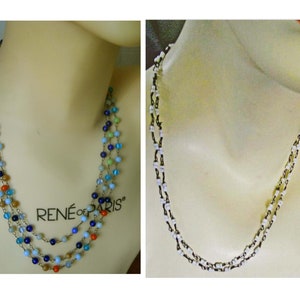 Long white multicolor beaded necklace Bohemian flapper necklace  dressy and casual wear Mother&#39;s Day gift for her multi strand necklace