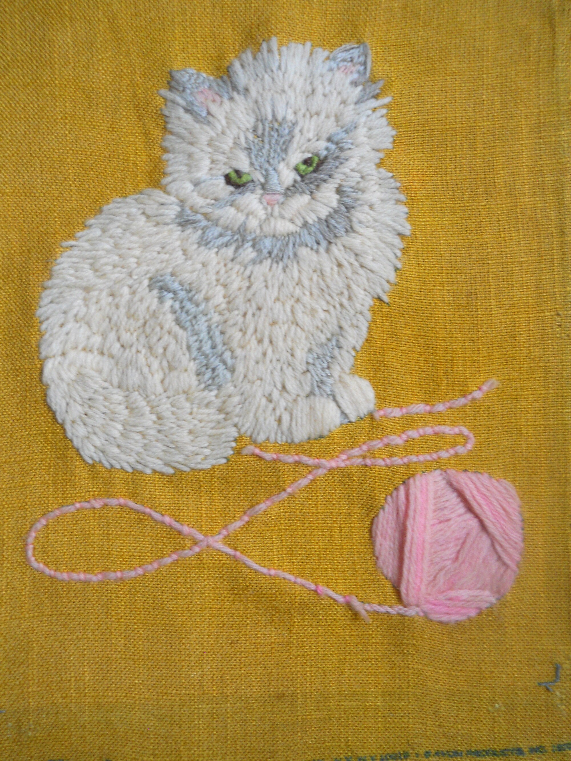 Cat With Pink Yarn Ball Embroidered Kitten Pets Home Pet - Etsy