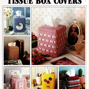 Funda para caja de pañuelos, decoración del hogar, diseño de seis cuadrados para tejer a crochet (PDF digital), ganso, tejido de canasta, estilo suroeste, cinta, libro del alfabeto, globo