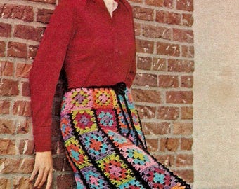 Skirt of Granny Squares PDF Digital Design to make to desired size Woman's Long Skirt to crochet Mother's Day Birthday Gift Summer Party