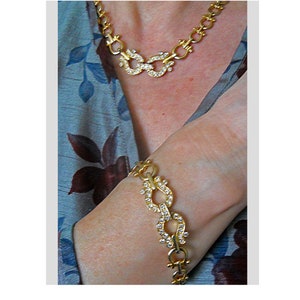Vintage Mother&#39;s Day Jewelry set bracelet and necklace gold rhinestones jewelry set for women brides jewelry set gift for her, Birthday gift
