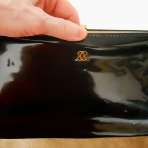Vintage evening purse solid colors black shiny lacquer clutch coin purse cosmetic bag Mother&#39;s Day Birthday gift for Her Gift for Woman