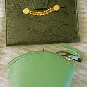 Monedero, billetera, marca Bond Street, monedero estilo Indo, negro, menta, hecho en EE. UU., monedero de cuero, mini billetera con cremallera