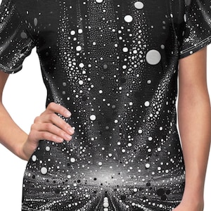 Cosmic Galaxy Tee: Black and White Space Shirt - Women&#39;s Celestial Top