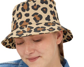 Vissershoedje met luipaardprint: uniseks zonnehoed van polyester