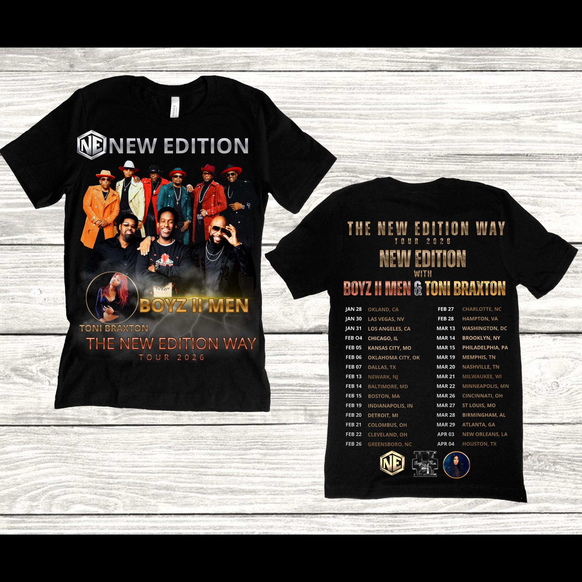 NE the New Edition Way Tour 2026 T-shirt (front and Back) Toni