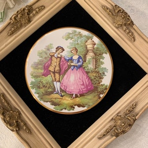Fragonard Porcelain Picture Ornate Frame Victorian Decor