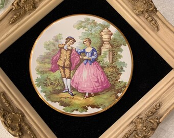 Fragonard Porcelain Picture Ornate Frame Victorian Decor