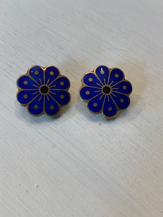 David Andersen Sterling Enamel Blue Flower Clip O… - image 6