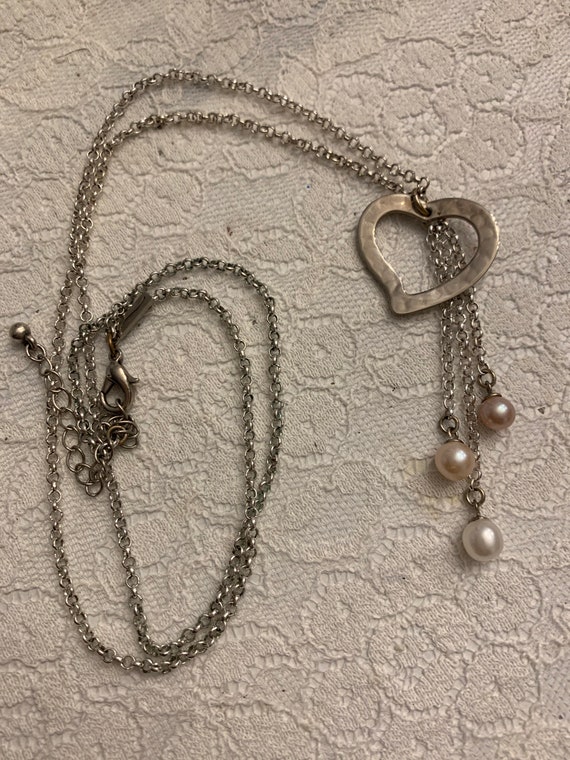 Vantel Pearl Necklace Heart Three Pearls Valentin… - image 5