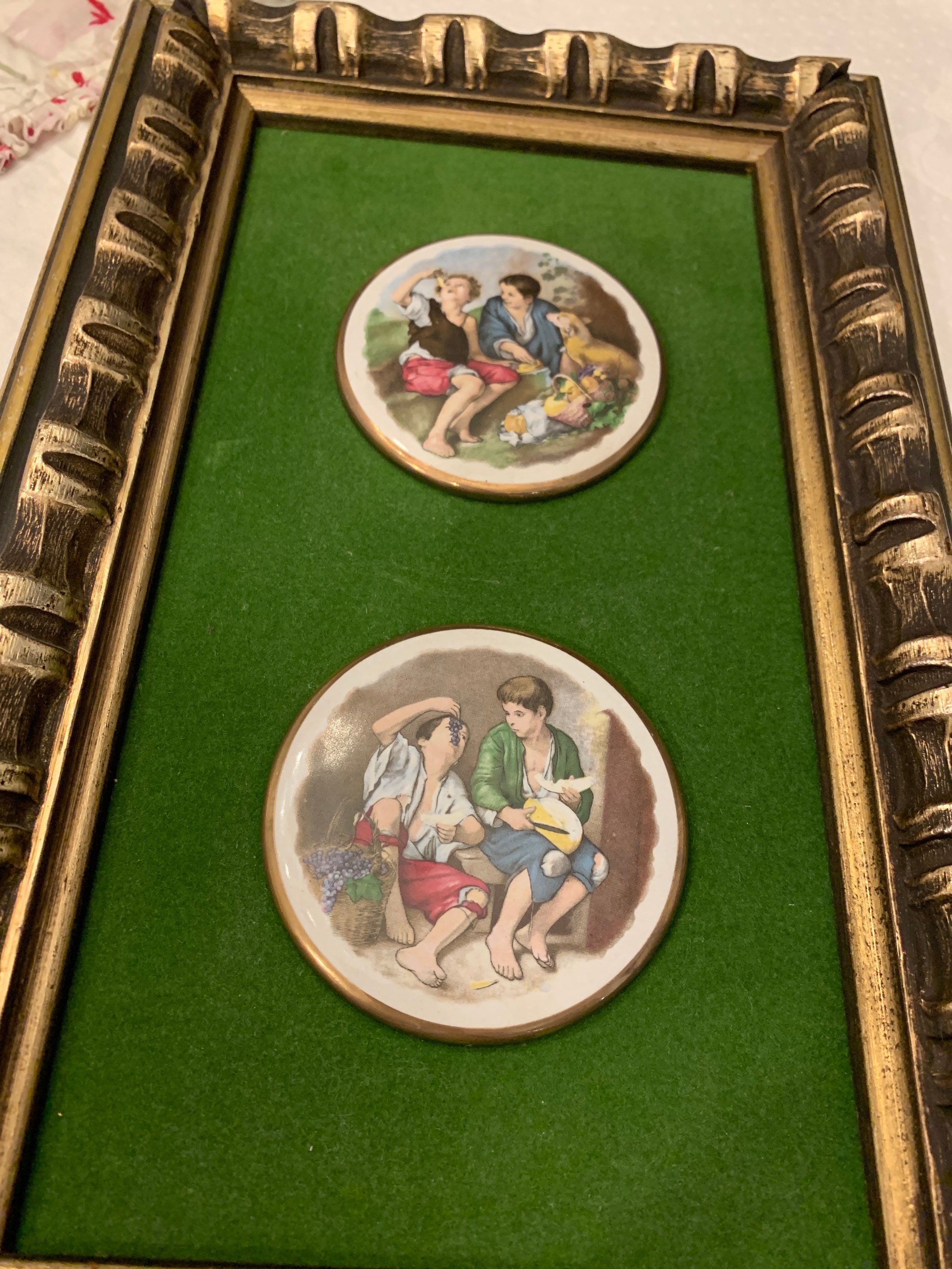 Vintage Turner Wall Accessory Green Velvet Porcelain Pictures - Etsy