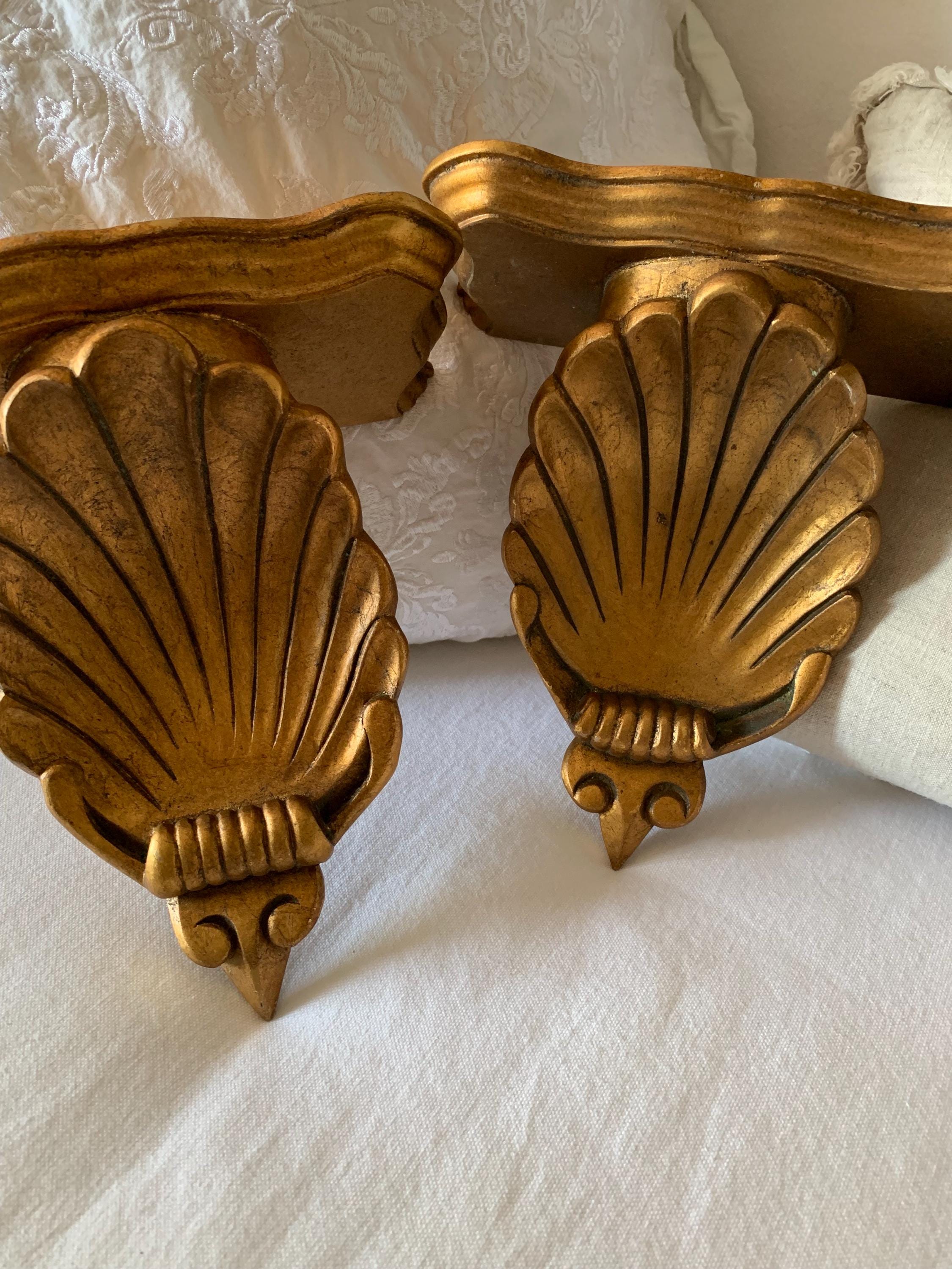 Vntage Par Pnk Hollywood Regency Wall Shelves Wth Plate - Etsy