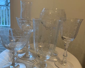 Fostoria Navarre Clear Etched Individual Pieces