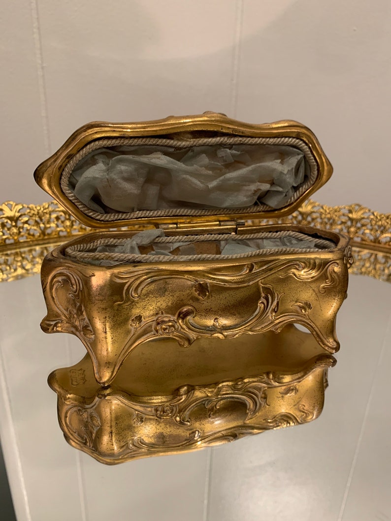 Antique Jewelry Casket Gold W B MfG CO. Old Dresser Box Etsy