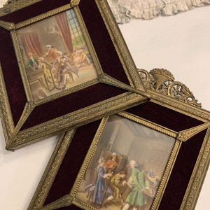 Antique Miniature Paintings Ornate Frames Victorian Gathering