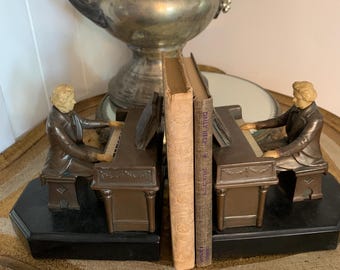 Antique Bookends Beethoven Bronze Pair JB Hirsch