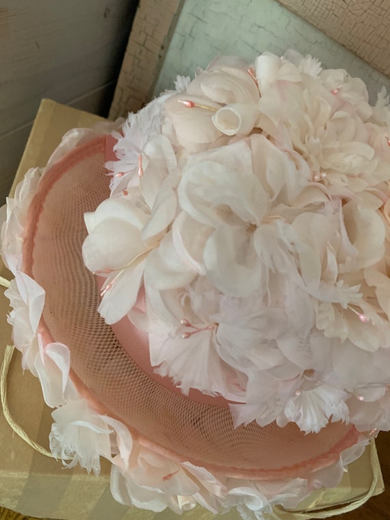 Vintage Pink Floral Hat Milinary Flowers Shabby Chic - Etsy display picture 2