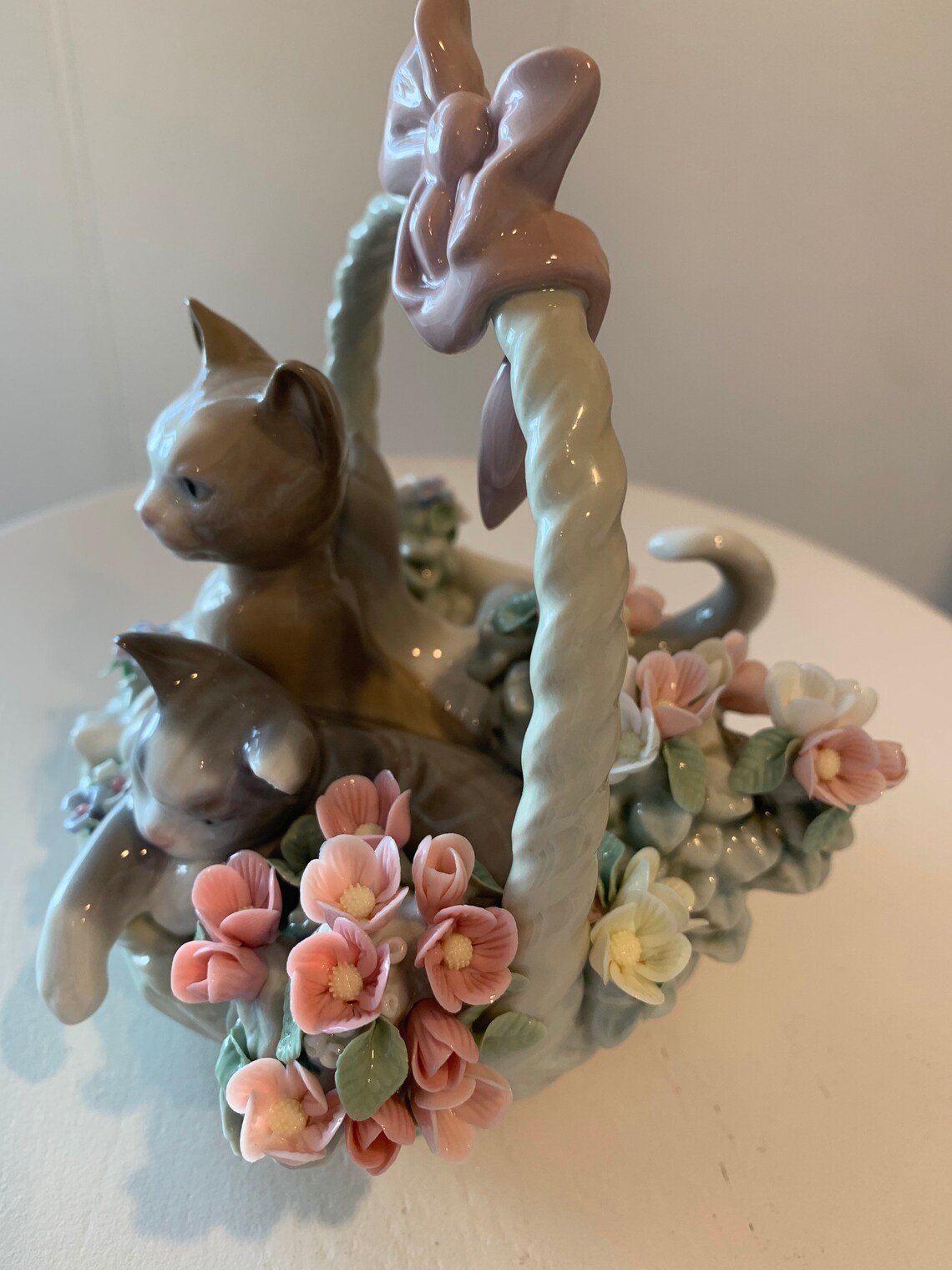 lladro cats in basket