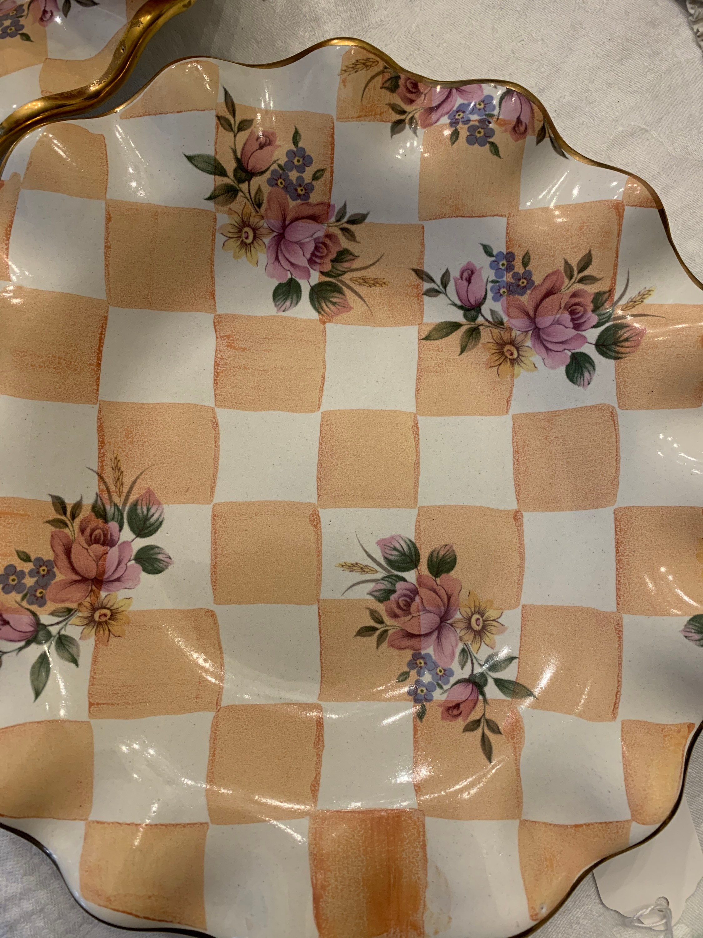 Mackenzie Childs Pottery Orange Marmalade Ruffled 9” Rose Plate