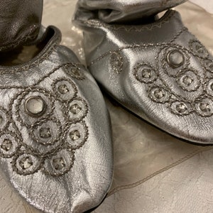 Vintage Silver Leather Folding Slippers Mercury Brand