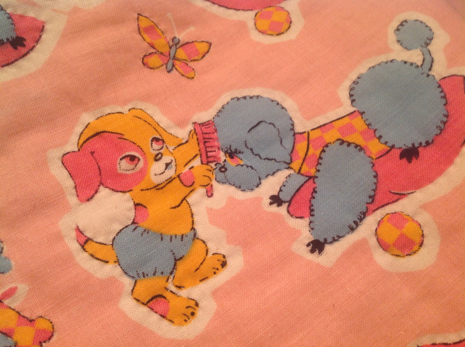 Vintage Baby Quilt Hand Stitched Baby Blanket Poodles Etsy