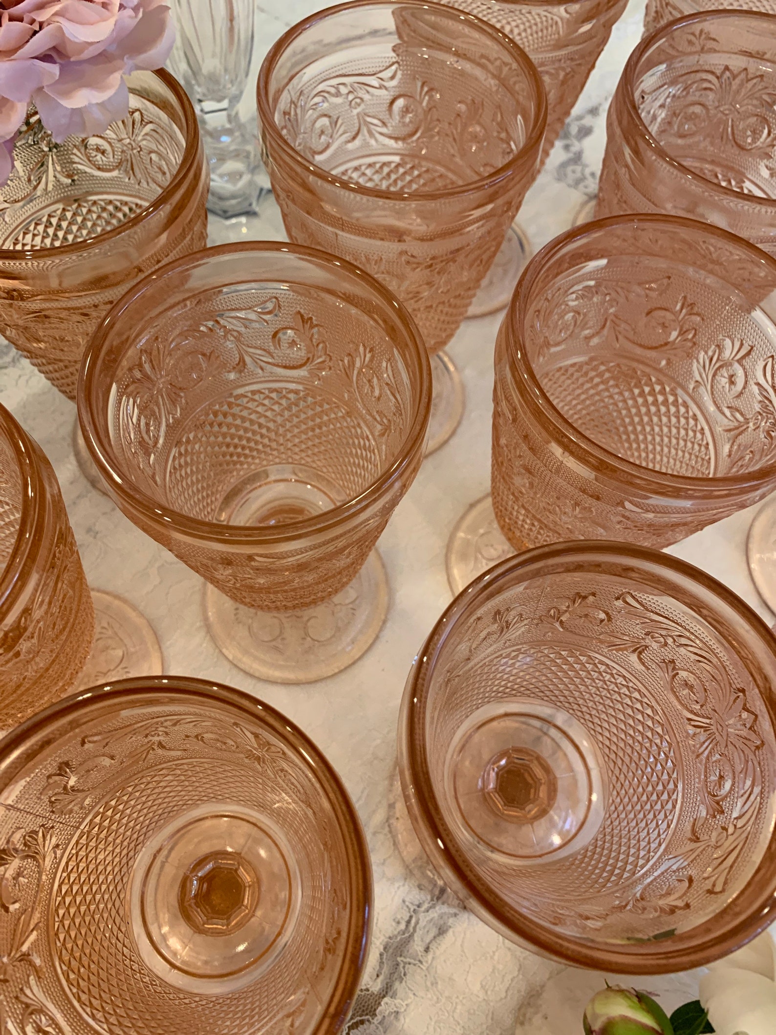 Beautiful Pink Glass Goblets Johnson Bros Everyday Pink Etsy