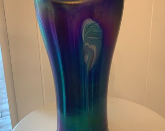 Rindskopf Cobalt Blue Pulled Feather Bent Lip Bohemian Vase