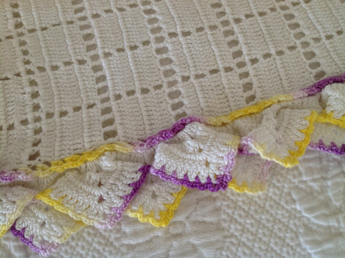 Crocheted Doily Vintage For The Toilet Tank White Yellow Etsy